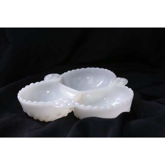 Fenton, Three Section Milk White Glass Bowl, Candy/Nut Dish - Picture 6 of 9